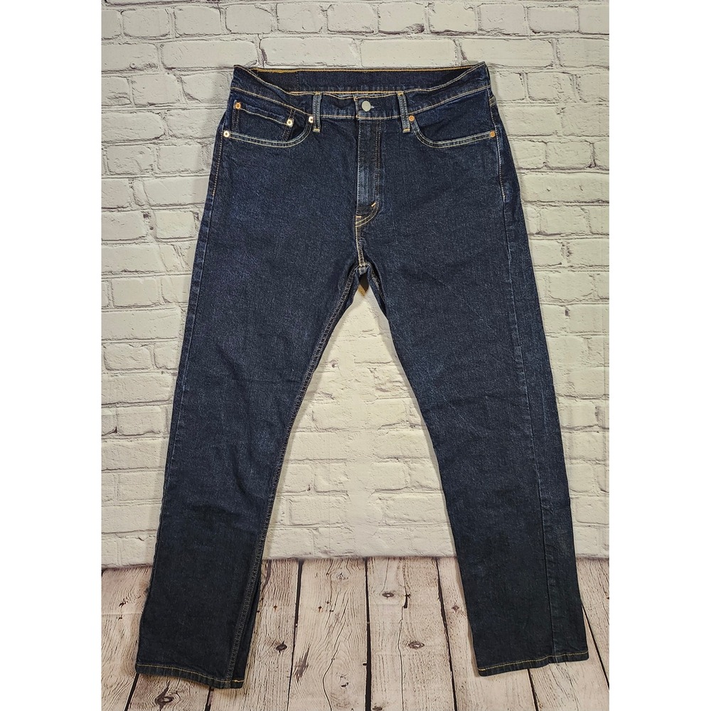 Levis 505 Regular Fit Jeans Dark Indigo Blue Denim Mens 34x32 Straight Leg